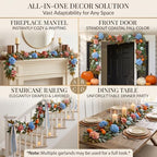 Montekin 6ft Fall Hydrangea Garland with Blue Pumpkins - Image 5
