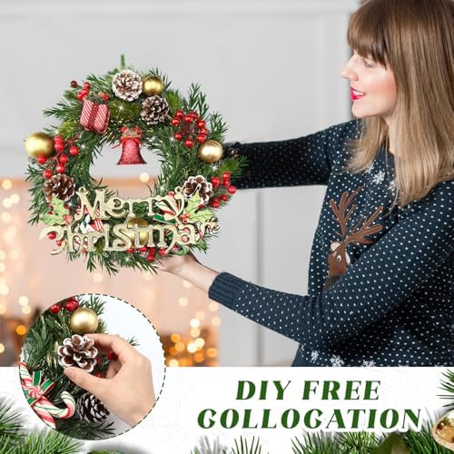 Zeyune 8 Pcs 14" Christmas DIY Green Wreath Artificial Wreath, Willow Pine - Image 3