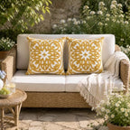 Alysheer Boho Embroidered Throw Pillow Cover 18"x18", 2pcs Mustard Yellow - Image 6