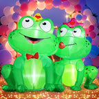 DomKom 5FT Valentines Day Inflatables Outdoor Decorations, Frog Couple Blow Up Build-in Led Lights for Wedding Party Garden Yard Lawn Décor by DomKom