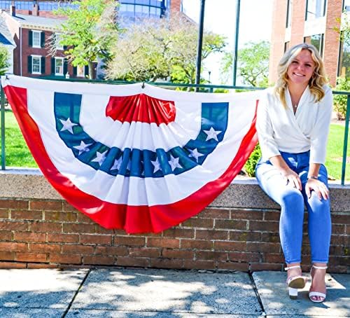 3 x 6 FT 4th of July Decorations, 2 PCS Patriotic USA Pleated Fan Flags, Large American Bunting Flag Banner 250th Anniversary Half Fan Flags for Independence Day Memorial Day Outdoor Home Decor - Image 5
