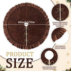 Velvet Christmas Tree Skirt, 60 Inches, Bow Style, Brown - Image 3