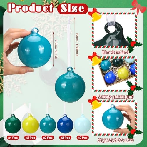 FoldTier 9pcs 3" Colorful Glass Ball Christmas Tree Ornament, Cool Color - Image 2
