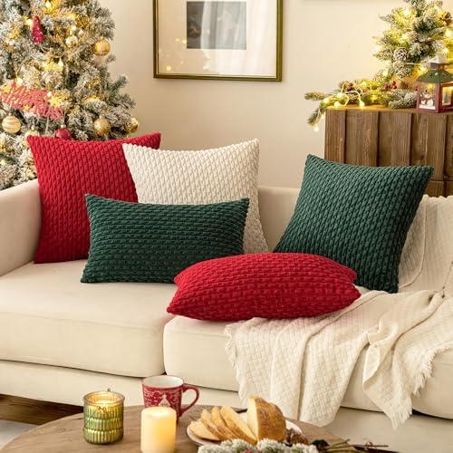 MIULEE Decorative Throw Pillow Covers 26x26 Cream White Textured Corduroy - Image 7