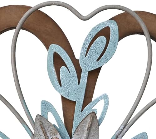 Remenna Metal Flowers Wall Decor, Rustic Floral Art, White & Blue, Farmhouse Hanging Decoration for Living Room, Bathroom, Garden - Image 5