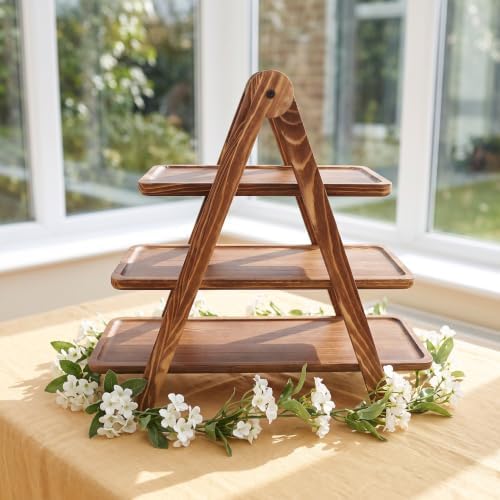 Ipetboom Wood 3 Tier Serving Tray Rectangle, 17x16x8, for Indoor Outdoor - Image 4