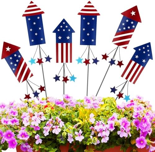 Pickmesh 6 Pcs Easter Outdoor Decorations Bunny Rabbit Yard Stake Metal by Pickmesh