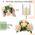 Yunlly 12 Pcs Rose Candle Rings with Candles Sets, Champagne - Image 3