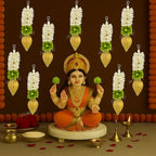 Divyakosh Fabric Hangings with Golden Lotus-6 Pcs-Small- 12 INCH | Floral Wall Hangings, Temple-Decoration Items, Backdrop for Pooja Decorative, Varalakshmi Vratam Decor| Varamahalaxmi Decor Items | - Image 7