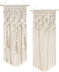 Mkono 2 Pcs Macrame Wall Hanging, Boho Woven Chic Tapestry Decor, Ivory by Mkono