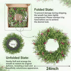 24 Inch Summer Wreaths for Front Door Spring Wreath Outdoor Green Door Wreath for All Seasons Porch Living Room Bedroom Indoor Outdoor Window Wall Farmhouse Home Decoration - Image 6