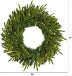Nearly Natural 24 in Artificial Long Pine Wreath with 35 Clear LED Lights - Image 2