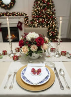 Embroidered Cloth Napkin Red Bow Christmas Cotton Napkins Set of 6, 20x20 Hemstitch Table Napkins, Machine Washable, Daily & Holidays, Great Gift Ideas - Image 2