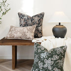 MATTINS Vintage Floral Patterned Throw Pillow Covers 24x24, Black, 2PC - Image 6
