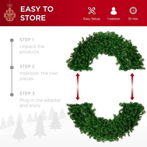 Best Choice Products 48in Large Artificial Pre-Lit Fir Christmas Wreath Holiday Accent Decoration w/ 200 LED Lights, 714 PVC Tips - Image 5