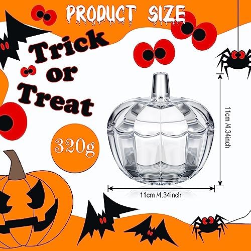 Tanlade 12 Pcs Glass Pumpkin Candy Jar Thanksgiving Candy Bowl Jars with Lids Pumpkin Container with Cover Transparent Target Glass Dish for Thanksgiving Home Party Wedding Decoration - Image 2