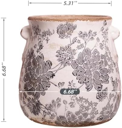 Tuscan Ceramic Planter & Vase, 6.68" Indoor/Outdoor Decorative Plant Pot - Image 3