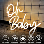Oh Baby Neon Signs for Wall Decor USB Powered LED Light Up Sign for Baby Shower Birthday Party Gender Reveal Christening Day Decor 1st Birthday Backdrop - Image 3