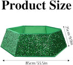 XmasExp Christmas Tree Collar, 33.5 inch Sequin Tree Skirt Stand Base Cover for Home Decor, Large Size 6 Piece, Green - Image 2