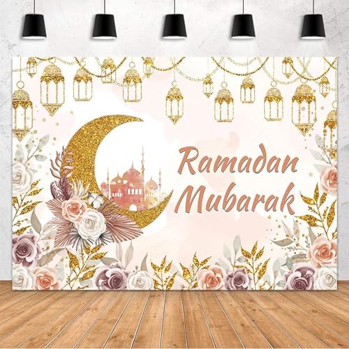 MEHOFOND Ramadan Mubarak Backdrop Boho Muslim Ramadan Kareem Lantern Castle Islamic Photography Background Eid Mubarak Moon Mosque Party Decorations Banner Photo Studio Props 10x7ft by MEHOFOND