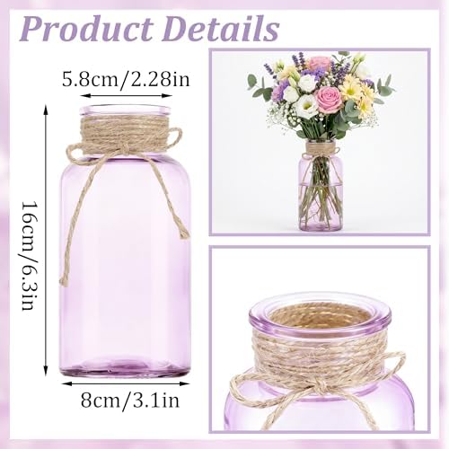 12 Pack Mason Jar Vases for Centerpieces, Purple Glass Flower Vase - Image 2