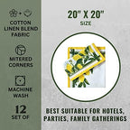 FINGERCRAFT Cloth Napkins Set of 12 Cotton Linen, 20x20 Inch, Lemon Print - Image 5