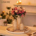 Hanobe Large Round Decorative Tray Coffee Table Decor, White - Image 3