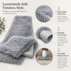 Faux Fur Table Runner Fluffy Plush Sherpa Table Runner for Christmas Winter Wedding Dining Table Holiday Decor Soft Snow Fur Runner (Grey, 11.8 x 59.0 Inch) - Image 6