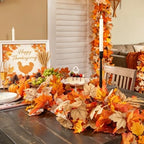 CQURE 10 Pack Fall Leaf Garland with Lights,59Ft 60LED Fall Decorations Maple Leaves String Lights, Artificial Autumn Garland for Thanksgiving Halloween Harvest Home Party - Image 3