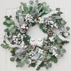 Winter Wreath for Front Door, 24 Inch Christmas Wreath with Owl Decor, Pine Cones, and Evergreen Greenery, Festive Winter Door Decor, Artificial Holiday Farmhouse Rustic Wreath - Image 6