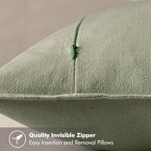 MIULEE Decorative Linen Euro Sham Pillow Covers 26x26 Sage Green - Image 3