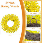 24 Inch Artificial Yellow Forsythia Wreaths Spring Summer Fall Wreath - Image 2