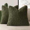Foindtower Decorative Fuzzy Faux Fur Throw Pillow Covers 24x24 Olive Green by Foindtower