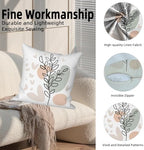 Bohemian Abstract Throw Pillow Covers 24"x24" Set of 4, Plant Leaves Geometric Minimalist Aesthetic Pillowcase for Sofa Chair Couch Bed Living Room Office Garden Patio Farmhouse Decorative - Image 2