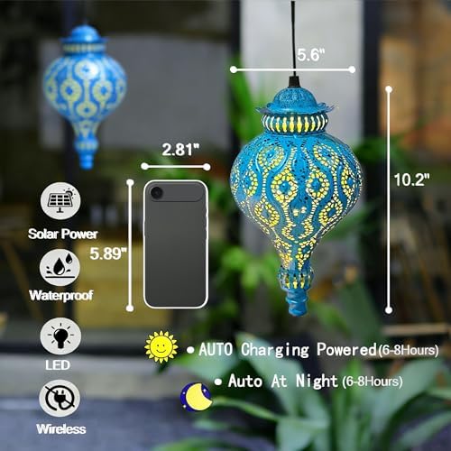 Moroccan Solar Lanterns Outdoor Waterproof Hanging Garden Decor - Image 3