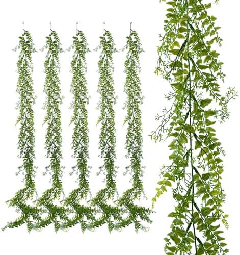 Artificial Greenery Garland 6 Pack, 5.57ft, for Hanging Greenery Decor by Decorateyouridealhomewithease