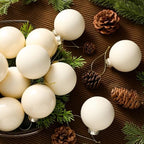 Hollowfly 16 Pcs 2.36 Inch Wool White Glass Ball Christmas Tree Ornaments - Image 4