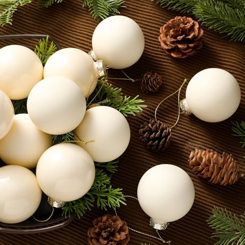 Hollowfly 16 Pcs 2.36 Inch Wool White Glass Ball Christmas Tree Ornaments - Image 4