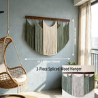 Large Boho Wall Art Decor, Macrame Wall Hanging Tapestry Handmade Cotton Yarn Dip Dyed Ombre for Living Room Bedroom Above Bed Headboard, Green Beige Sage 47.2 x 33.5 Inches Boho Home Decor Gift - Image 3
