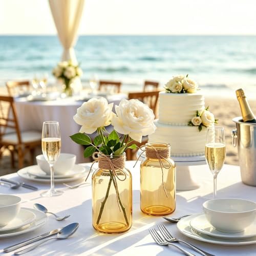 6Pack Mason Jars for Centerpiece Glass Flower Bud Vase Gold Vases - Image 5