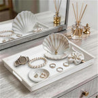 MAONAME Vintage White Serving Tray with Handle, Rectangular Beaded Tray - Image 6
