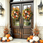 24 Inch Harvest Fall Wreaths for Front Door Outside with Sunflowers,Peony - Image 5