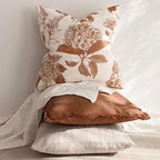 Foindtower Set of 2 Linen Floral Throw Pillow Covers Vintage Accent Print Decorative Cozy Cushion Covers Farmhouse Boho Home Decor for Sofa Chair Couch Bedroom Living Room,24×24 Inch,Autumn Orange - Image 5