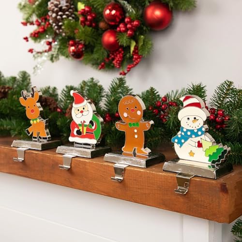 Northlight Set of 4 Christmas Figures Stocking Holders with Silver Base - Image 4