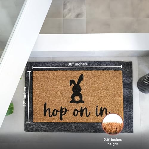 THEODORE MAGNUS Easter Door Mat - Welcome Mat for Front Door with Non-Slip Backing - Durable Doormat - Perfect for Outside Entrance and Entryway Matt - Outdoor/Indoor - hop on in - 17" x 30" - Image 3