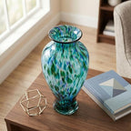 Turquoise Hand Blown Glass Vase 11.8" Tall Beautiful Designer Flower Vase - Image 5