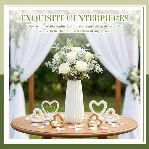 Qinyoung 8 Set White Ceramic Vases for Flowers, 8'' Small Vase, Minimalist - Image 6
