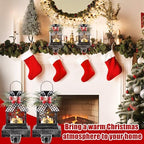 Therwen 2 Pcs Christmas Stocking Holders Lantern, LED, Snowflakes, Black - Image 3