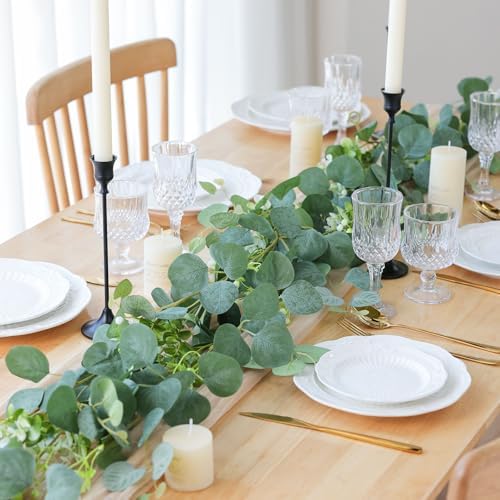 mizii 5 Packs 340" Artificial Vines Eucalyptus Garland Fake Vine with Silk Leaves Green Garland Faux Hanging Plants Greenery Decoration for Room Table Centerpieces Wedding Decor (Eucalyptus) - Image 4