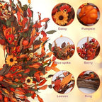 25" Fall Wreaths for Front Door, Passional Daisy Pumkin Wreath for Thanksgiving Harvest Front Door Wreath Decor, Farmhouse Outdoor Wedding - Image 3